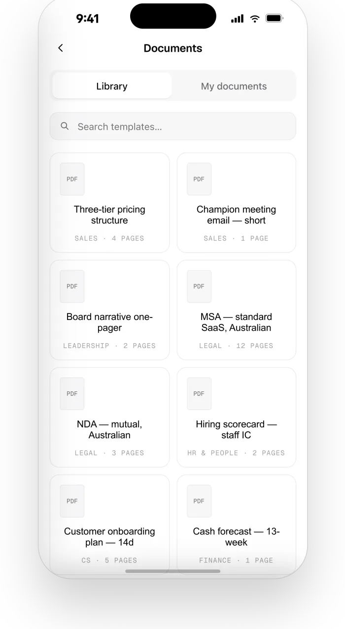 Document library screen